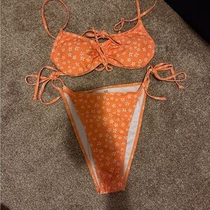 Orange Floral Bikini Set